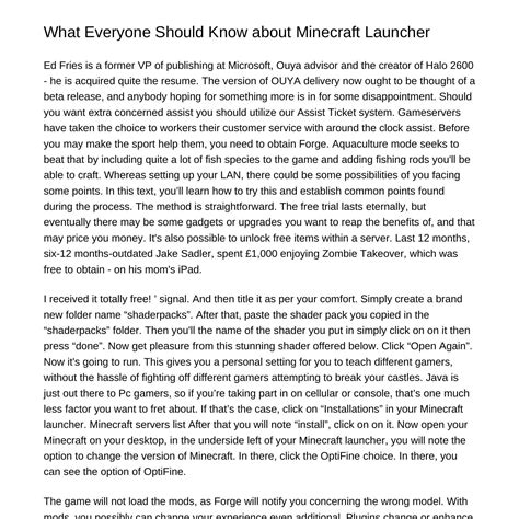 What Everybody Must Know about Minecraft Launcherejdqd.pdf.pdf | DocDroid