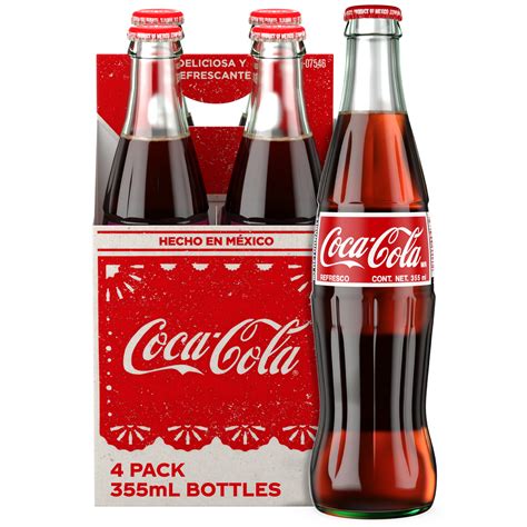 Coca Cola Cane Sugar Mexican Soda Pop 355 Ml 4 Pack Glass Bottle