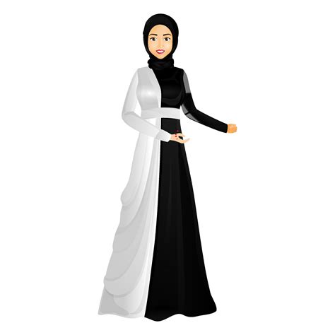 Character Of A Beautiful Muslim Woman Wearing Hijab In Standing