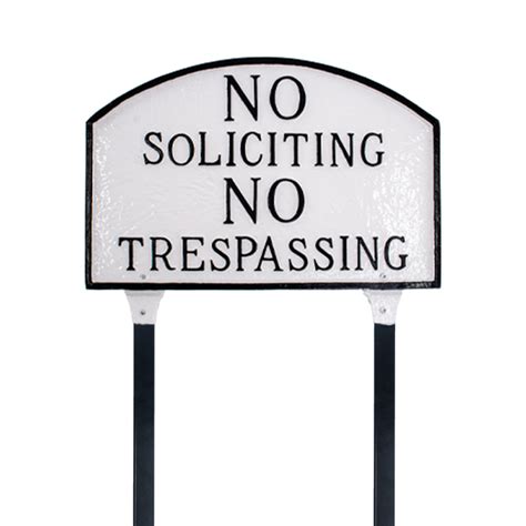 No Soliciting No Trespassing Arch Large Statement Plaque With 31 Lawn