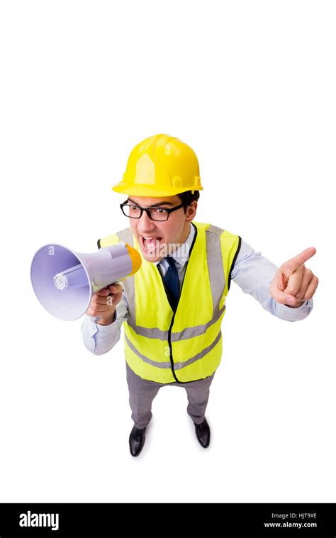 Angry Construction Supervisor Isolated On White Stock Photo Alamy