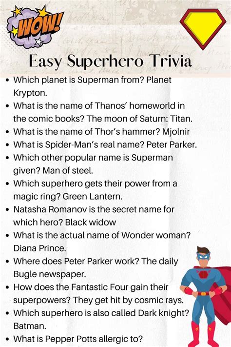 50 Fun And Easy Superhero Trivia Questions With Answers Kids N Clicks