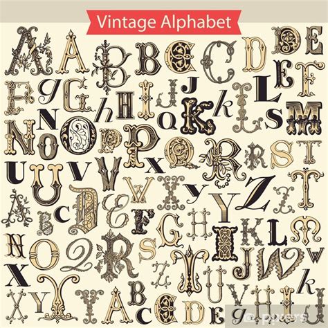Poster Vintage Alphabet Pixersuk