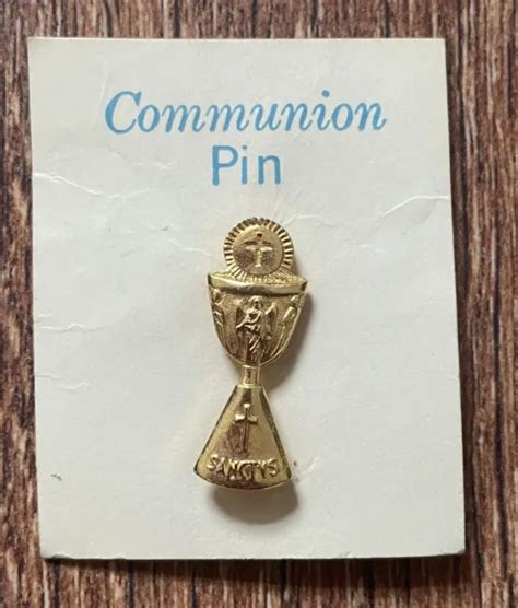 Vintage 1st Holy Communion Catholic Remembrance Gold Tone Religious