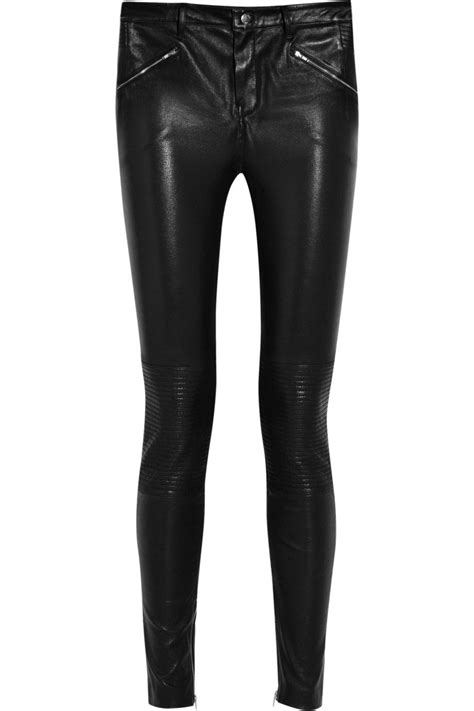 Blk Dnm Stretch Leather Skinny Pants Spring Skinny Pants Stretch Leather Black Stretch