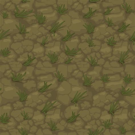 Seamless Texture Ground With Grass Soil Pattern With Plants For