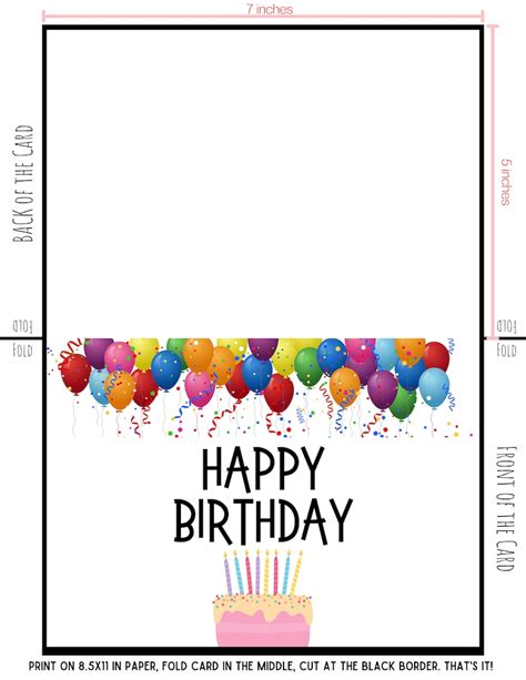 Birthday Card Printable Happy Birthday Digital Card 5x7 Inch Etsy