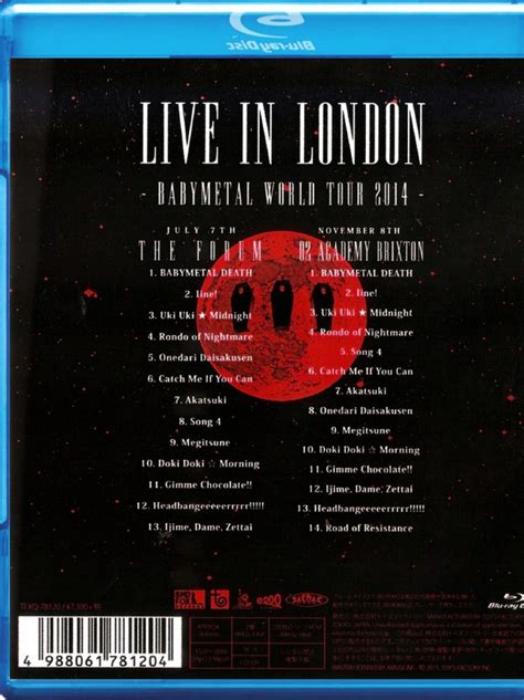 Babymetal World Tour 2014 Live In London Blu Ray