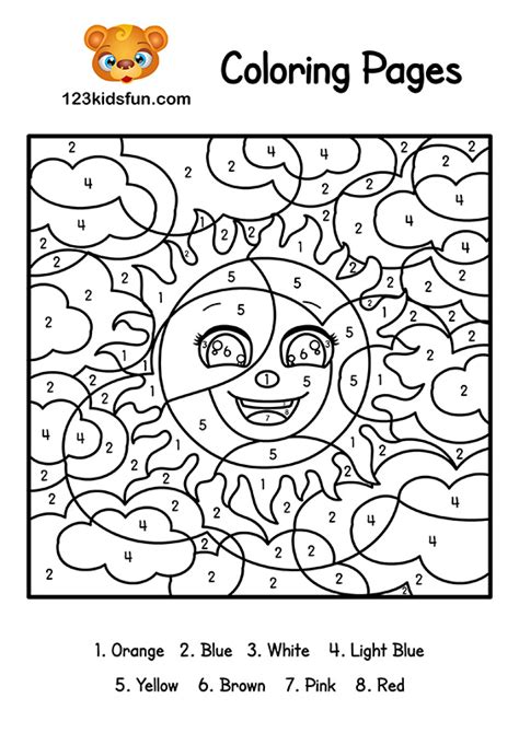 Color By Number Summer Coloring Pages For Kids Printable 123 Kids Fun