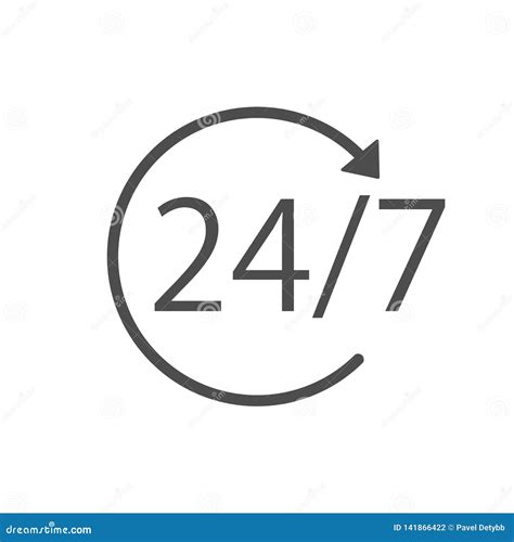 24 Hours 7 Days Icon Time Clock Icon Vector Illustration Flat Design
