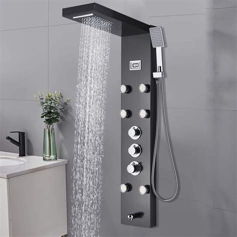thermostaic stainless steel shower panel tower system rain massage jets sprayer 742010872290 ebay