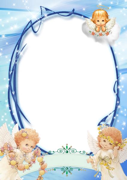 Transparent Blue Png Frame With Angels Christening Frames Kids