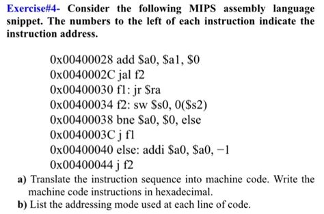 Solved Exercise Consider The Following Mips Assembly Chegg Com