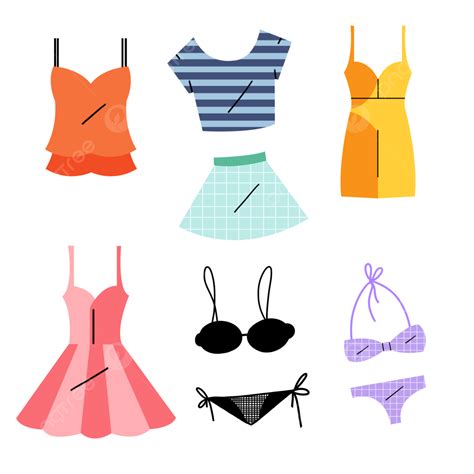 Flat Set Of Summer Clothes Summer Clothes Fashion Png Transparent