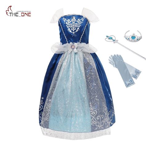 Muababy Girl Cinderella Dress Children Summer Princess Cosplay Costume