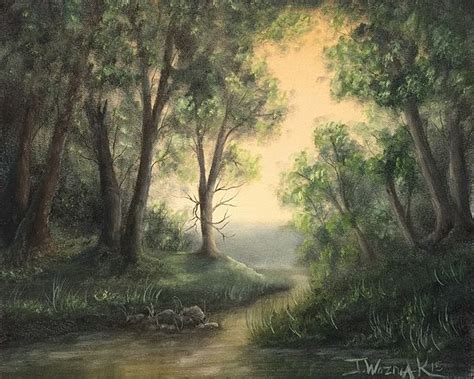 Quiet Stream By Justin Wozniak Quiet Stream Bob Ross Landscape Painting