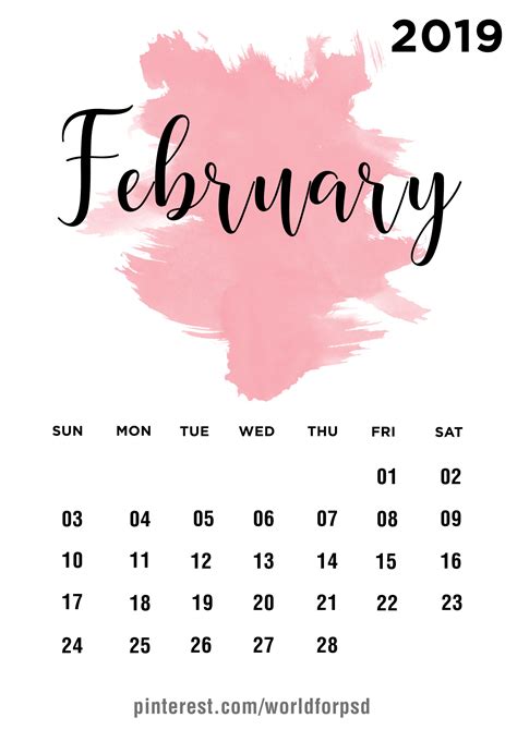 February 2019 Calendar Design Calendario Stampabile Calendario