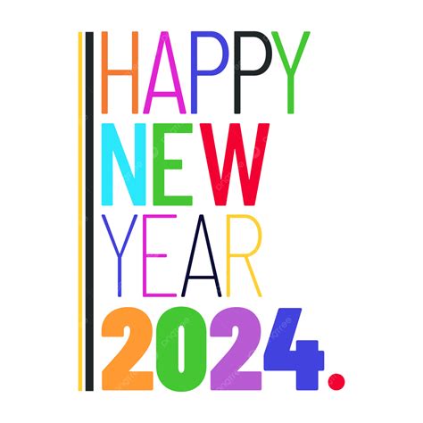 Colorful Happy New Year 2024 Text Vector 2024 Colorful Happy New