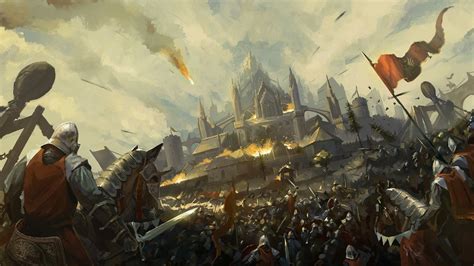 Fantasy Battle Siege Warrior Army Castle Knight Wallpaper Fantasy