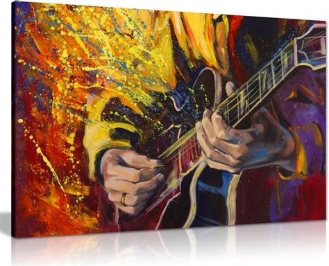 Painting Of Guitar Music Contemporary Canvas Wall Art Picture Print