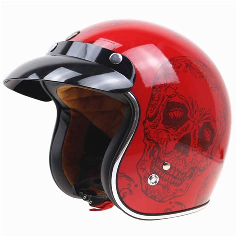 Skull Design Helmet Motorcycle Helmet Dot Approved Open Face Helmet For