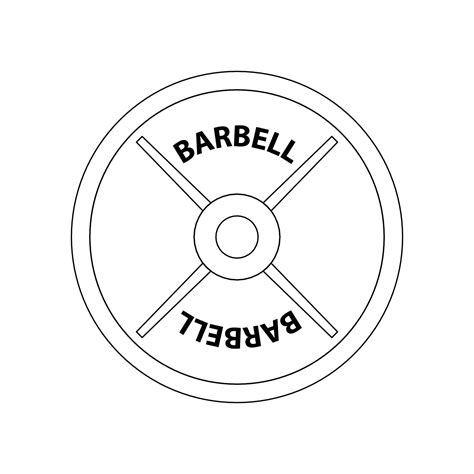Barbell Weight Plate Outline Icon Illustration On Isolated White