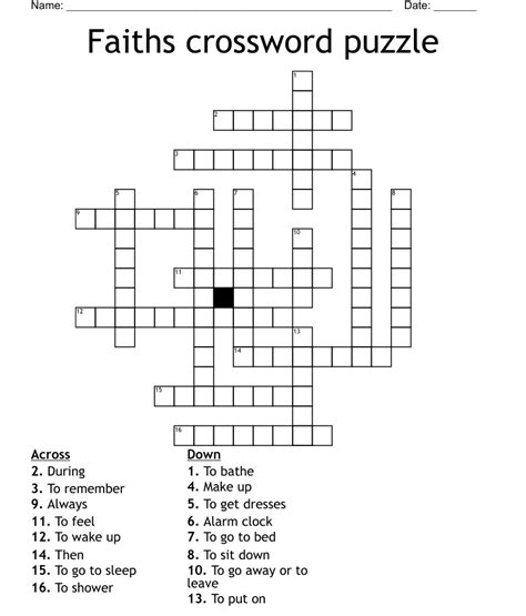 Faiths Crossword Puzzle Wordmint