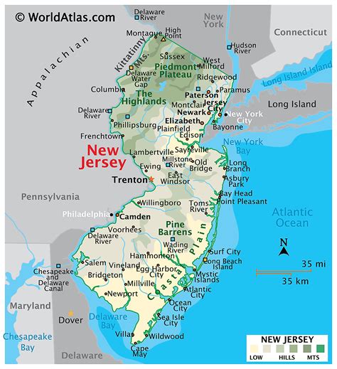 Physical Map Of New Jersey Gambaran
