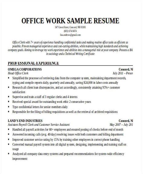 Choose the resume template that best matches your level of study and work experience, then use it as a guide for. 20+ Printable Work Resume Templates - PDF, DOC | Free ...