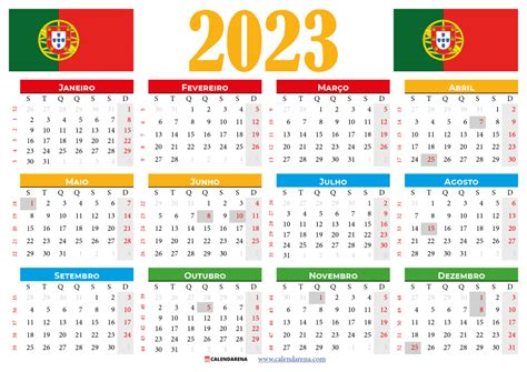 Calend谩rio 2023 Portugal Para Imprimir Com Feriados