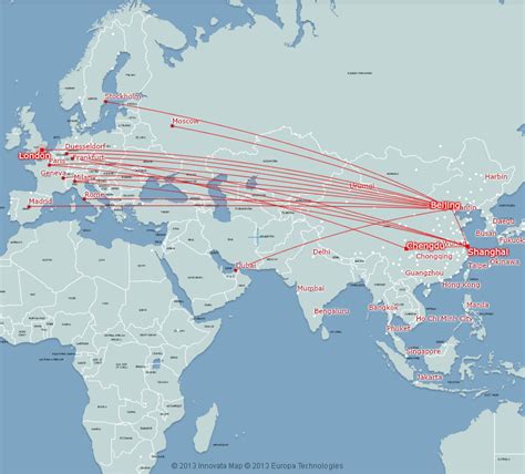 Air China Route Map Europe