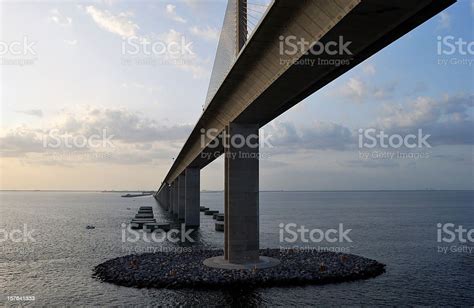 Bob Graham Sunshine Skyway Bridge Tampa Bay Florida At Dusk Stock Photo