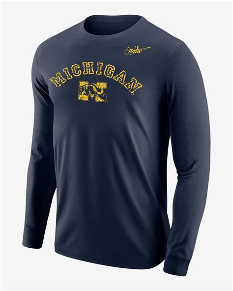 Nike College Vintage Arch 365 Michigan Mens Long Sleeve T Shirt
