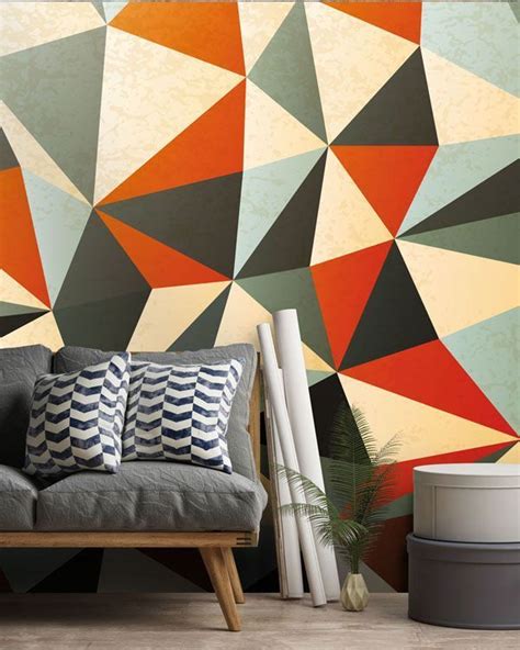 Multitude Geometric In 2020 Bedroom Wallpaper Orange Geometric
