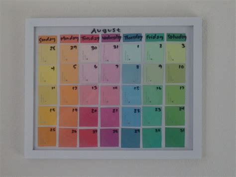 Paint Swatch Calendar ~ Also Great For A Chore Chart Use Dry Erase