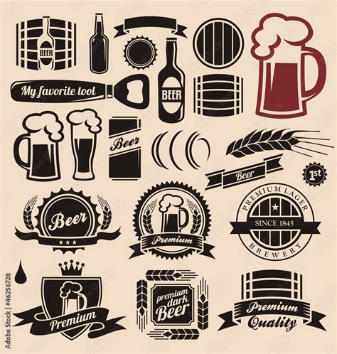 beer icons labels signs logo designs and design elements stock vector adobe stock