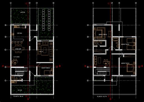 Townhouse 2d Dwg Plan For Autocad Designs Cad