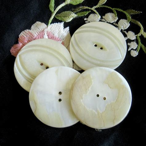 Large Carved Mother Of Pearl Shell Buttons Set Of Four Etsy