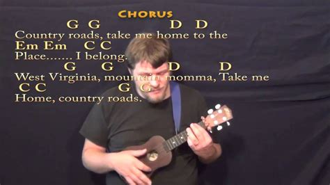 Country Roads Ukulele Cover Lesson With Chordslyrics Youtube