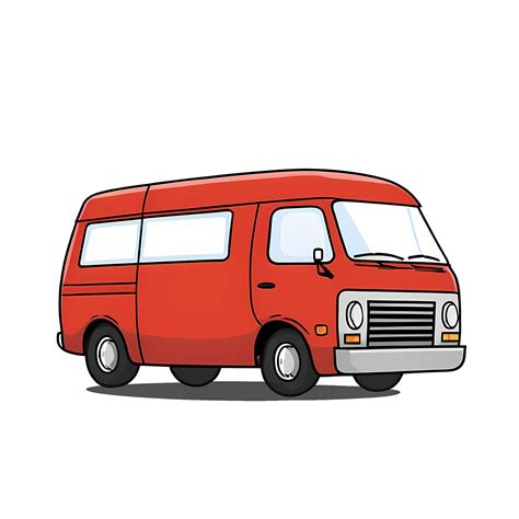 Red Van Hand Drawn Cartoon Style Illustration Ai Generated 28597724 Png