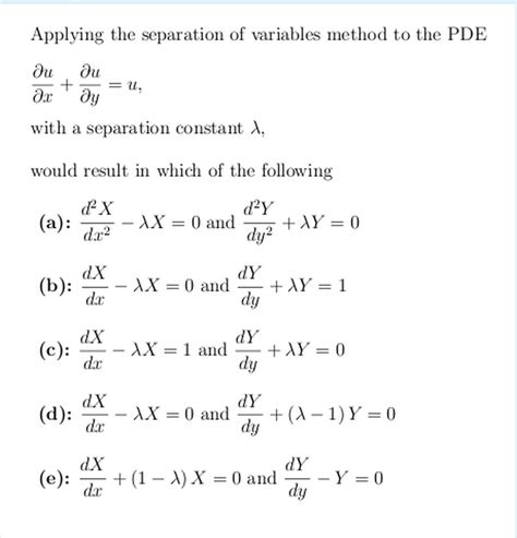 Solved Applying The Separation Of Variables Method To The