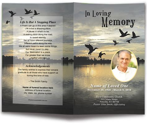 Flight Letter Single Fold Program Template The Funeral Program Site