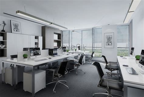Modern Minimalist Office Space Interior Design Effect Diagram Photo