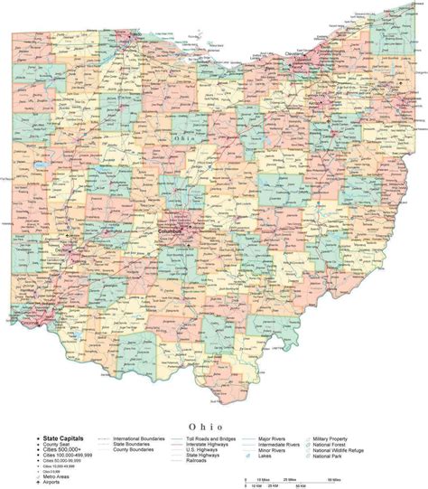 State Map Of Ohio In Adobe Illustrator Vector Format