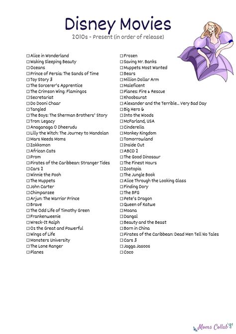 How many disney movies have you seen? Free Disney Movies List of 400+ Films on Printable ...