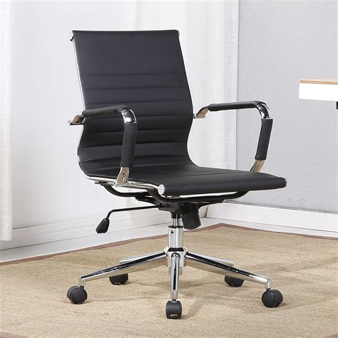 Belleze Mid Back Faux Leather Adjustable Swivel Office Chair Soft