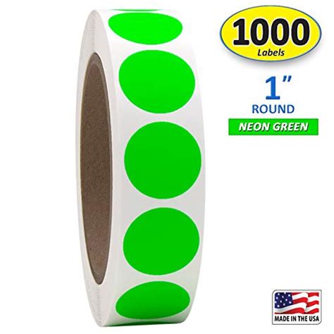 1 Inch Neon Green Round Color Coding Circle Dot Labels On