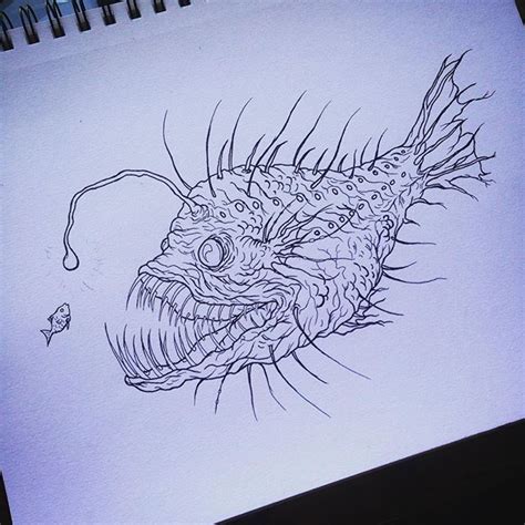 Outline For Angler Fish Design Lion Tattoo Art Tattoo Ocean Drawing