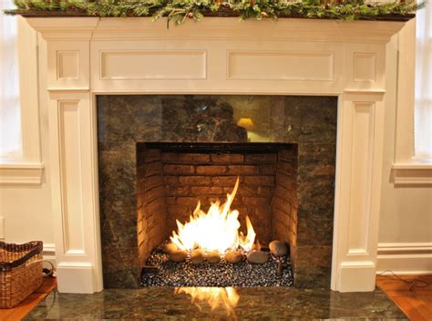 Gas Burner With Glass And Rock Media Contemporary Indoor Fireplaces New York By Nyc