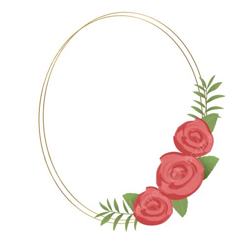 Bingkai Bunga Emas PNG Transparent Bingkai Emas Dengan Hiasan Rangkaian Bunga Mawar Gold